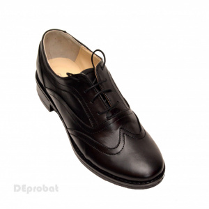Pantofi dama piele naturala negri cu siret