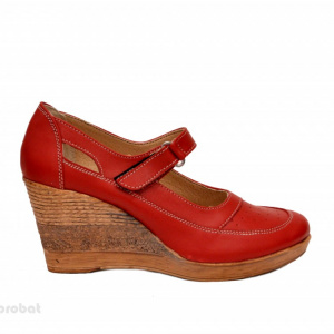 Pantofi dama piele naturala rosii cu platforma cod P74R - Made in Romania - Img 3