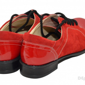 Pantofi dama piele naturala rosii cu siret