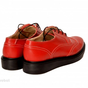 Pantofi dama rosii casual-eleganti din piele naturala Oxford