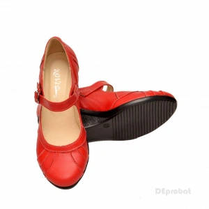 Pantofi dama rosii din piele naturala cu platforma