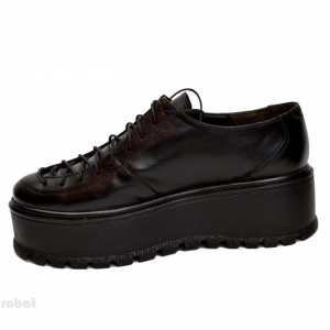 Pantofi negri dama cu talpa inalta 5,5 cm din piele naturala 