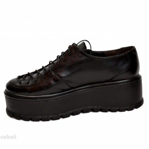 Pantofi negri dama cu talpa inalta 5,5 cm din piele naturala 