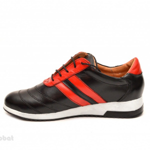 Pantofi sport stil adidasi dama piele naturala negru cu rosu