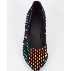 Pantofi stiletto multicolori dama eleganti din piele naturala 