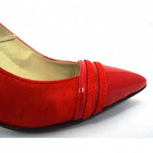 Pantofi stiletto rosii dama eleganti din piele naturala