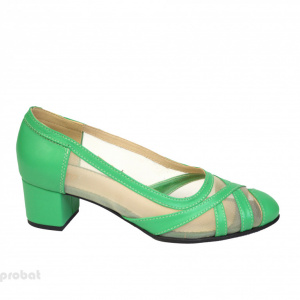 Pantofi verzi dama eleganti din piele naturala