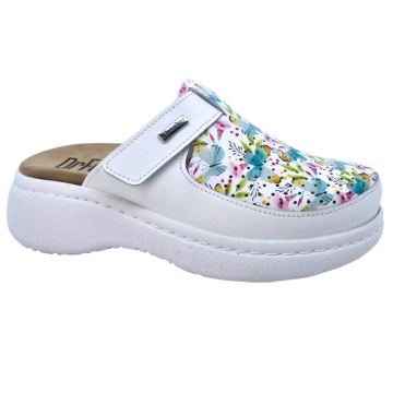 Saboti Dr Feet 21301 alb cu fluturasi - dama