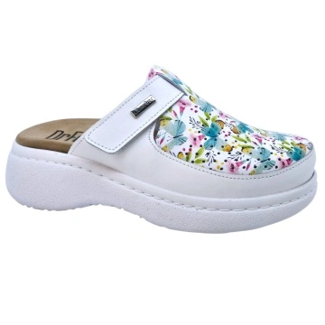 Saboti Dr Feet 21301 alb cu fluturasi - dama