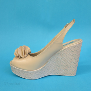 Sandale bej dama din piele naturala platforma 11 cm cod S312BEJ - Img 4
