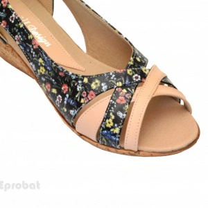 Sandale dama multicolore cu platforma din piele naturala