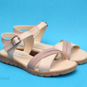 Sandale dama piele naturala bej cu talpa joasa cod S54