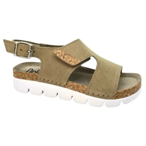 Sandale Dr Feet 9016 maro de cappuccino cu detalii de pluta - dama