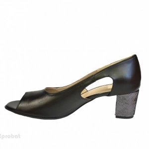 Sandale negre dama din piele naturala toc aplicat 5 cm