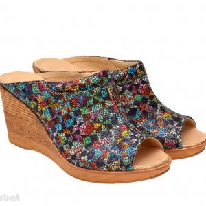37 - Saboti dama piele naturala Multicolori cu varf decupat cod SB31 - Lichidare Stoc