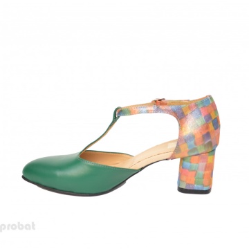 Pantofi dama eleganti din piele naturala, culori combinate