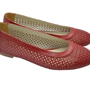 Balerini dama piele naturala rosii cod B351 - Made in Romania