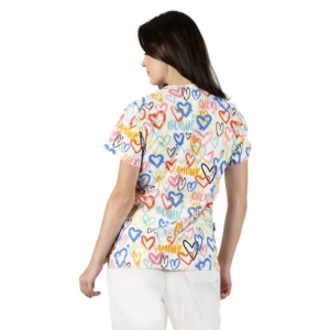 Bluza medicala alba cu inimioare