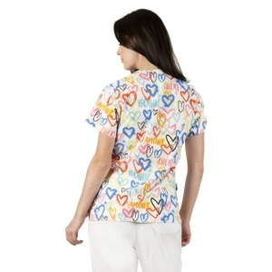 Bluza medicala alba cu inimioare