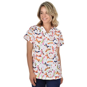 Bluza medicala alba cu libelule