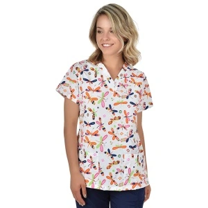 Bluza medicala alba cu libelule