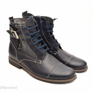 Ghete barbati piele naturala Bleumarin casual-elegante cu siret cod G23
