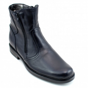 Ghete barbati piele naturala Negre casual-elegante cu fermoar 