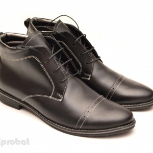 Ghete barbati piele naturala Negre casual-elegante cu siret cod G12