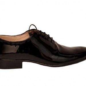 Pantofi barbatesti negri lacuiti din piele naturala casual-eleganti 