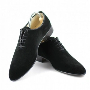 Pantofi barbati piele naturala velur negri casual-eleganti
