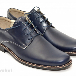Pantofi barbati piele naturala bleumarin casual-eleganti cu siret cod P23