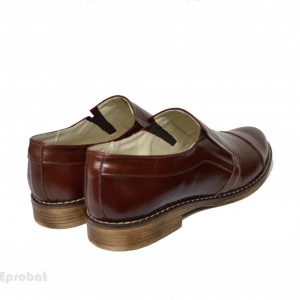 Pantofi barbati piele naturala maro casual-eleganti cu elastic