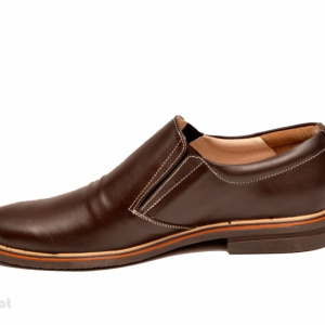 Pantofi barbati piele naturala maro casual-eleganti cu elastic cod P147 - Img 3