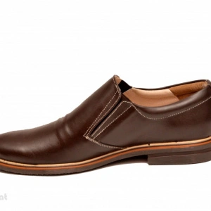Pantofi barbati piele naturala maro casual-eleganti cu elastic