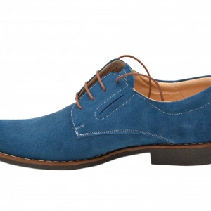 Pantofi barbati piele naturala velur Albastri electric casual-office