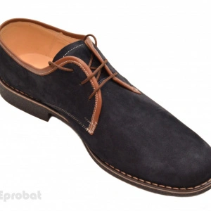 Pantofi barbati piele naturala velur bleumarin casual-eleganti cu siret
