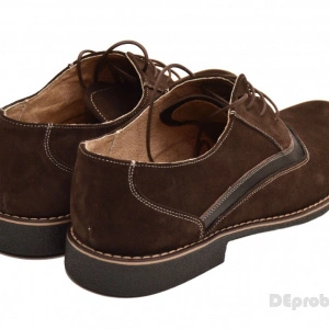 Pantofi barbati piele naturala velur maro casual-eleganti cu siret