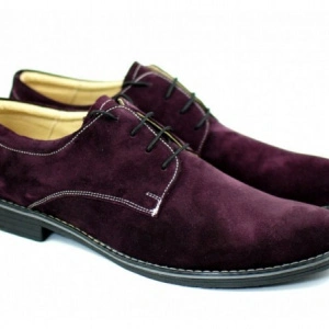 Pantofi bordo barbati piele naturala velur casual-office - cod P82