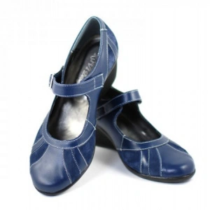 Pantofi dama bleumarin din piele naturala cu platforma