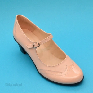 Pantofi dama eleganti din piele naturala bej cu toc de 5 cm