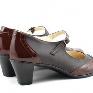 Pantofi dama eleganti din piele naturala maro cu toc de 5 cm