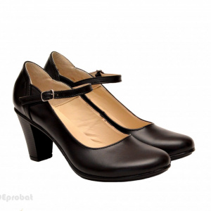 Pantofi dama eleganti din piele naturala negri cu toc de 7 cm cod P153N
