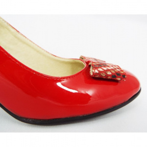 Pantofi dama eleganti din piele naturala rosii lacuiti