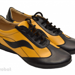 Pantofi dama galben din piele naturala cu siret cod P29