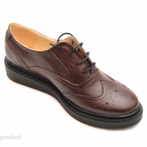 Pantofi dama maro casual-eleganti din piele naturala Oxford Brown