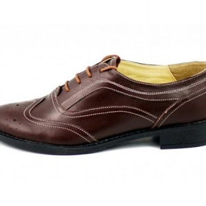 Pantofi dama maro casual-eleganti din piele naturala Oxford