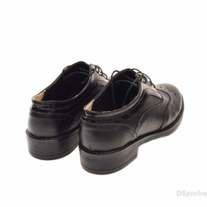 Pantofi dama negri casual-eleganti din piele naturala Oxford Black 