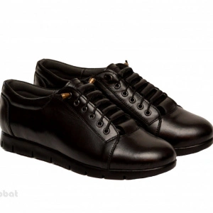 Pantofi dama negri cu siret elastic din piele naturala