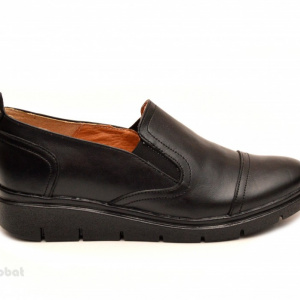 Pantofi dama negri sport-casual din piele naturala cu elastic