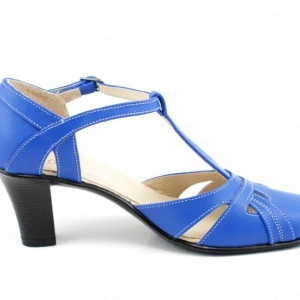 Pantofi dama piele naturala albastri cu bareta